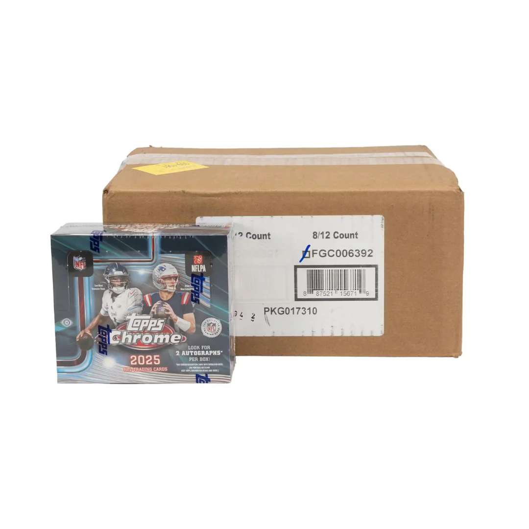 2025 Topps Chrome Football Hobby Jumbo 8-Box Case