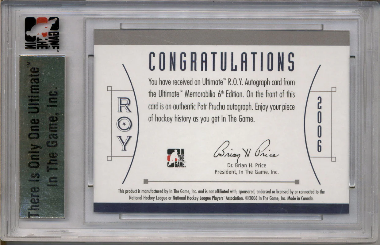 2005 ITG Ultimate ROY Auto Silver Petr Prucha /39 - Image 2