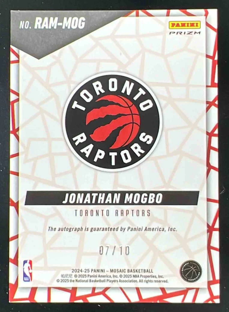 2024-25 Panini Mosaic Rookie Fast Break Gold #RAM-MOG Jonathan Mogbo Auto /10 - Image 2
