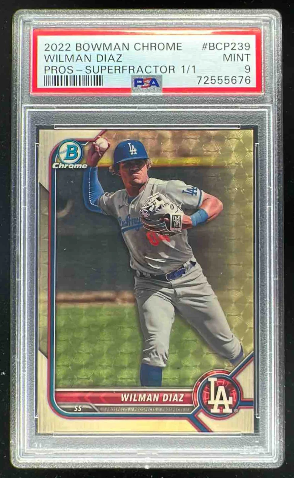 2022 Bowman Chrome Prospects SuperFractor #BCP-239 Wilman Diaz 1/1 PSA 9