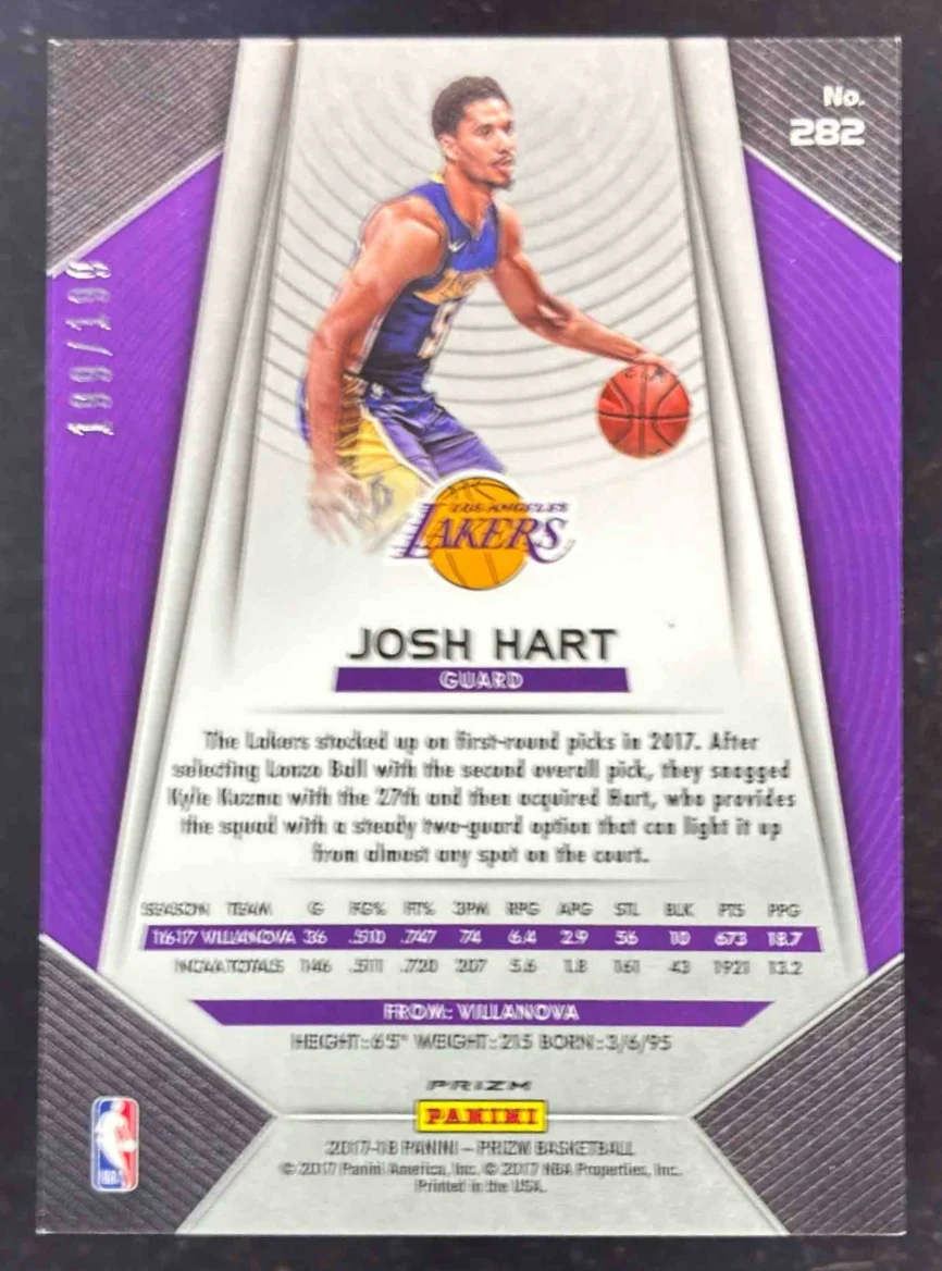 2017-18 Panini Prizm Prizms Blue #282 Josh Hart RC /199 - Image 2