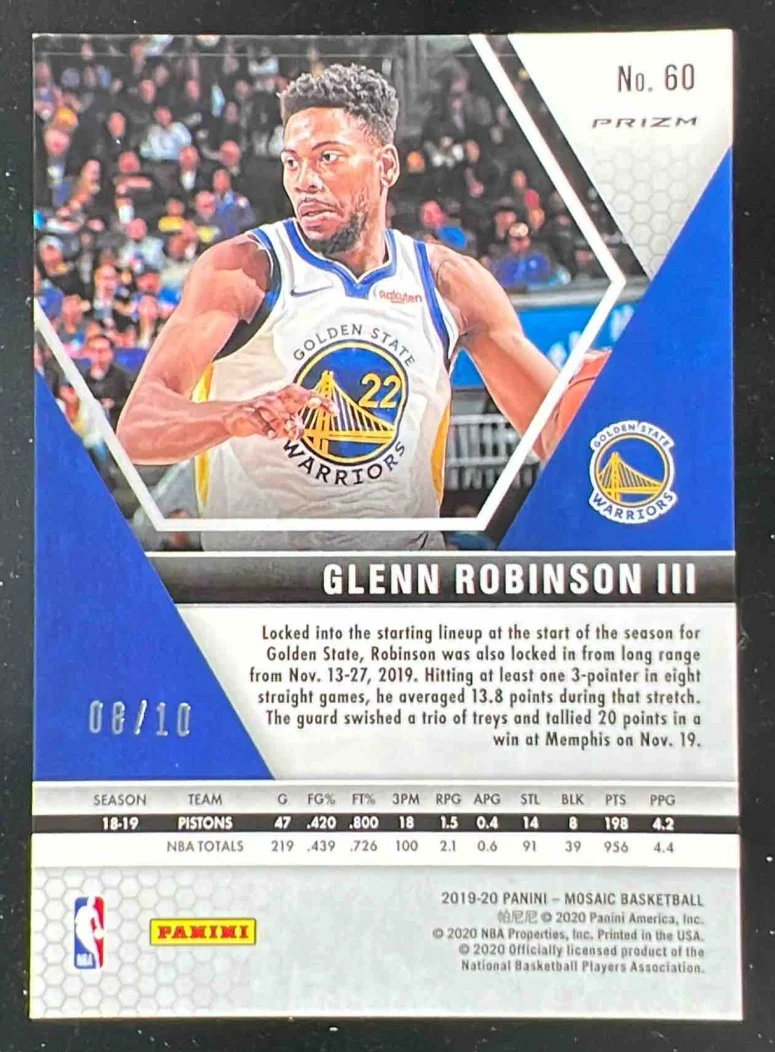 2019-20 Panini Mosaic Fast Break Gold #60 Glenn Robinson III /10 - Image 2