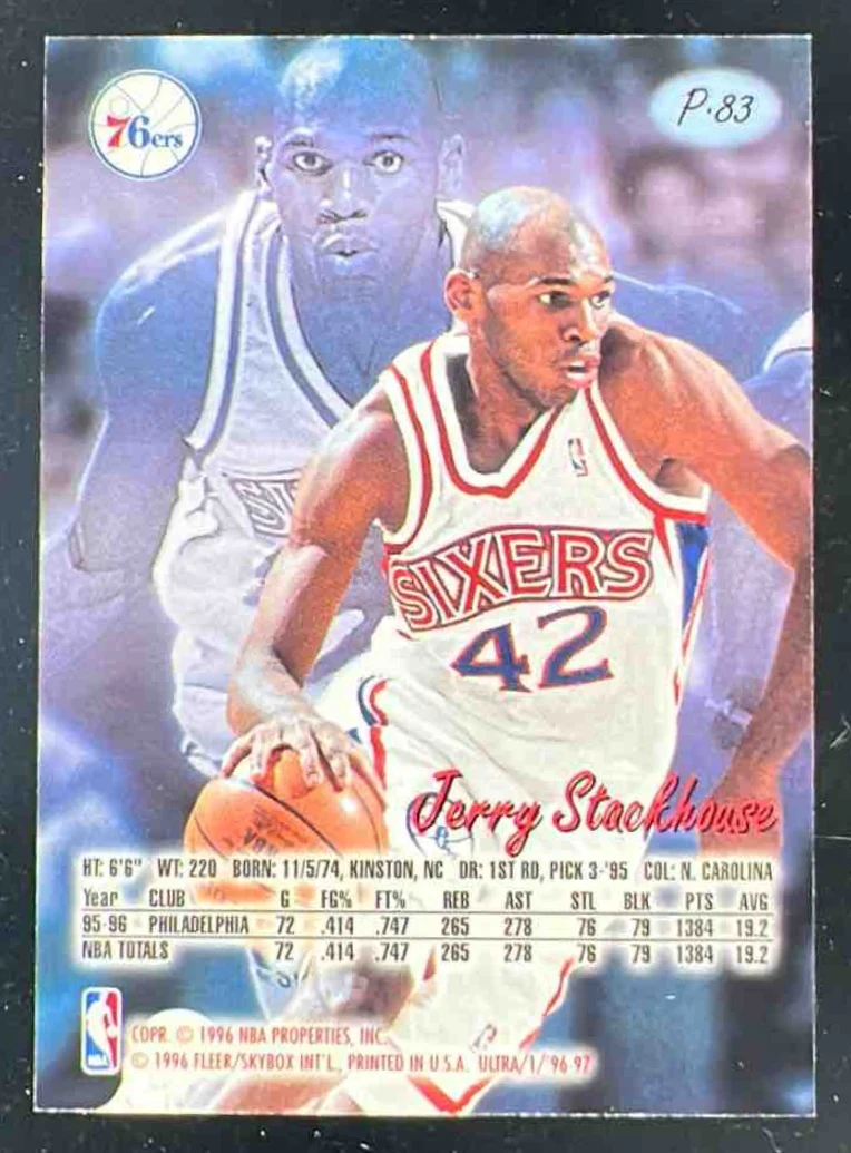 1996 Fleer Ultra Platinum Medallion #P-83 Jerry Stackhouse - Image 2
