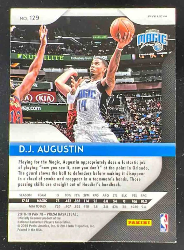 2018-19 Panini Prizm Prizms Choice Tiger Stripe #129 D.J. Augustin - Image 2