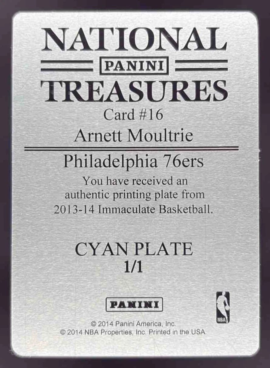 2013-14 Immaculate Printing Plate Cyan #16 Arnett Moultrie 1/1 - Image 2