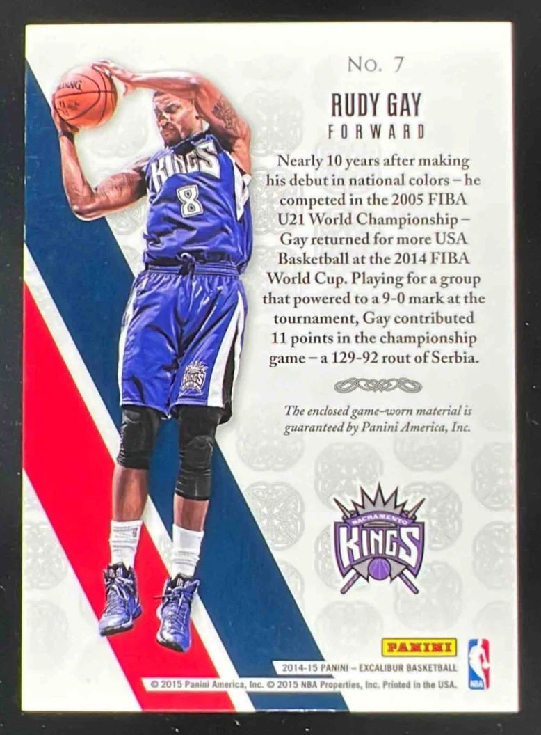 2014-15 Panini Excalibur Red, White & Blue Prime #7 Rudy Gay /25 - Image 2