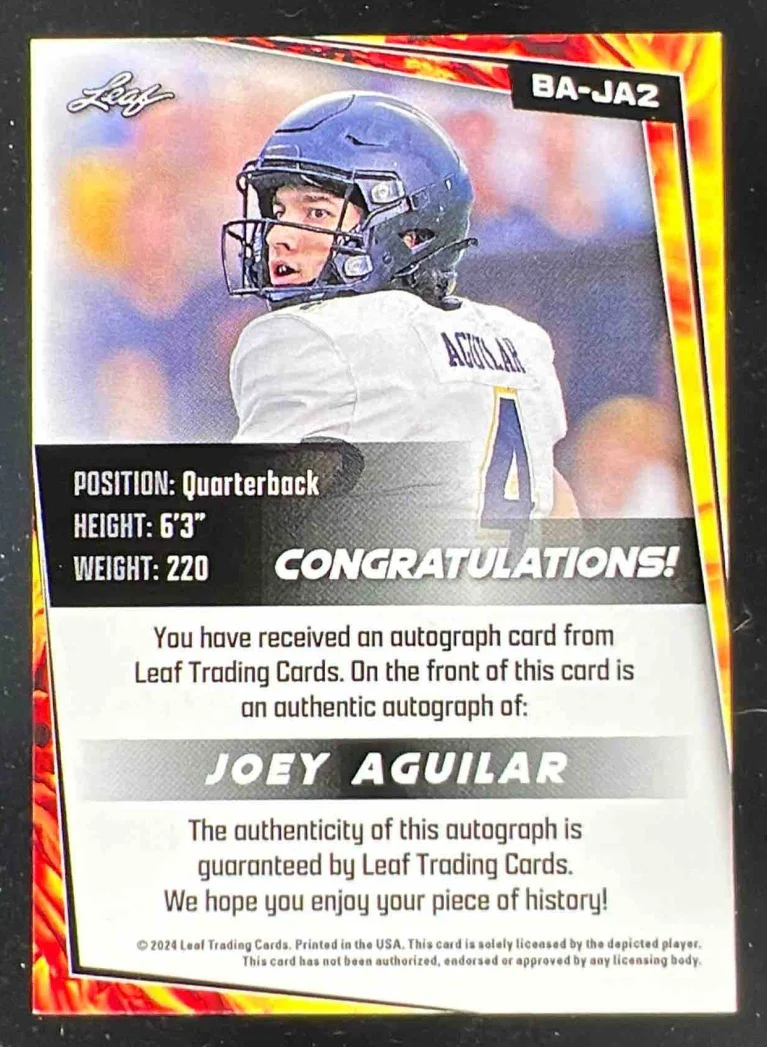 2024 Leaf Autographs Green #BA-JA2 Joey Aguilar Auto - Image 2