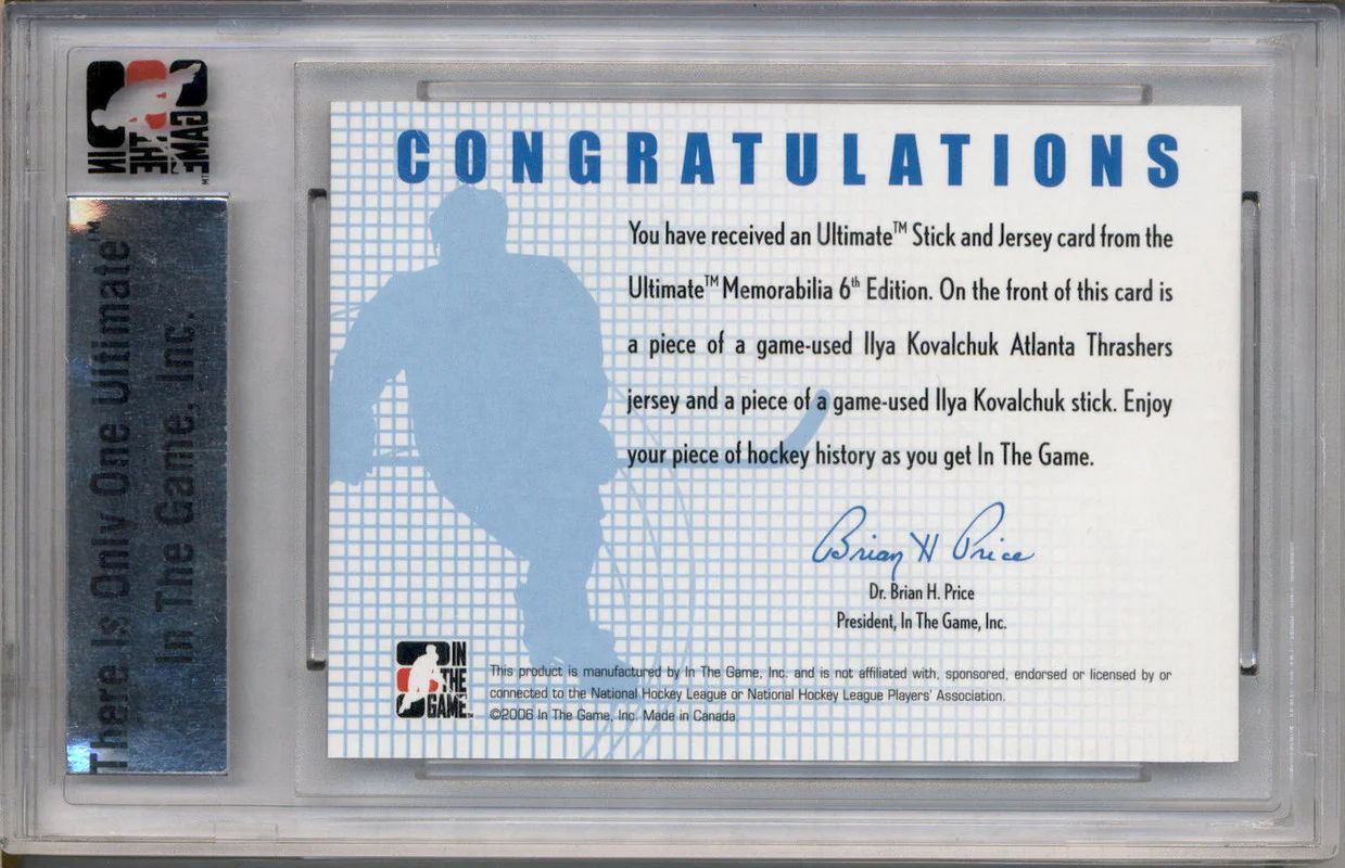 2005 ITG Ultimate Stick and Jersey Silver Ilya Kovalchuk /25 - Image 2