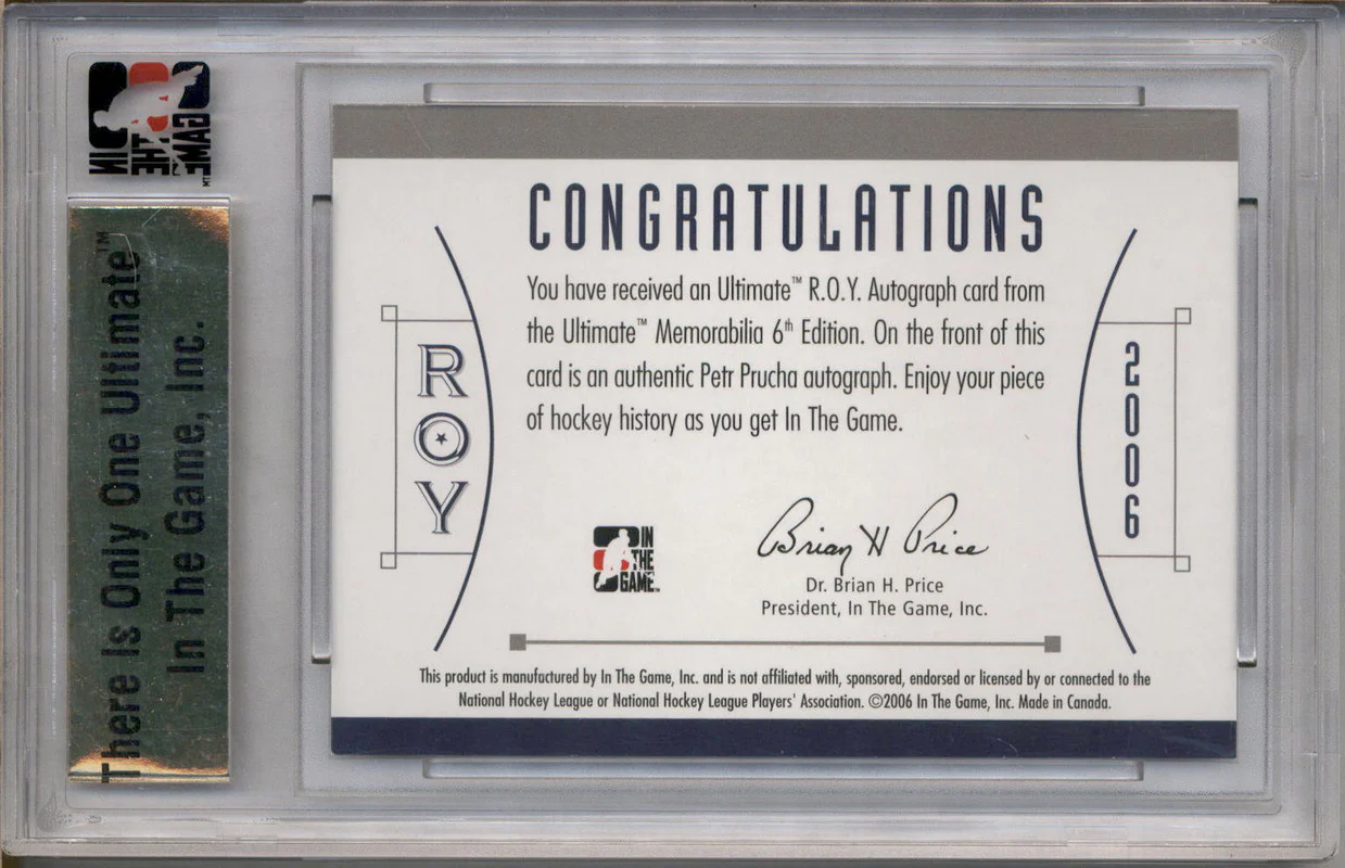 2005 ITG Ultimate ROY Autograph Silver Petr Prucha Auto /39 - Image 2