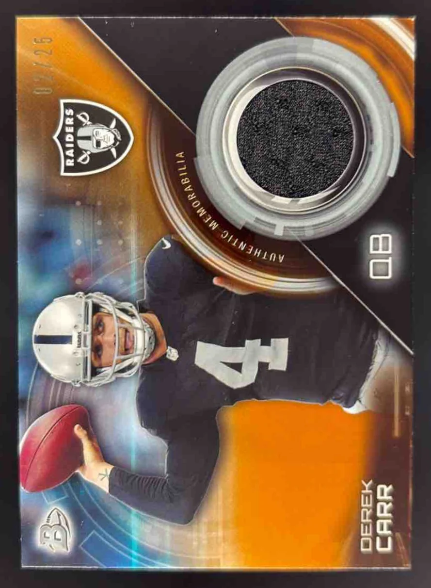 2015 Bowman Relics Orange #BR-DC Derek Carr /25