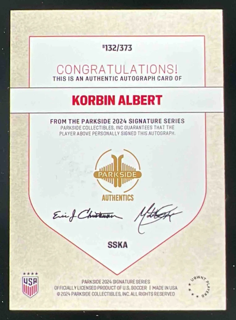 2024 Parkside USWNT 2023 Recap Signatures #SSKA Korbin Albert /373 - Image 2