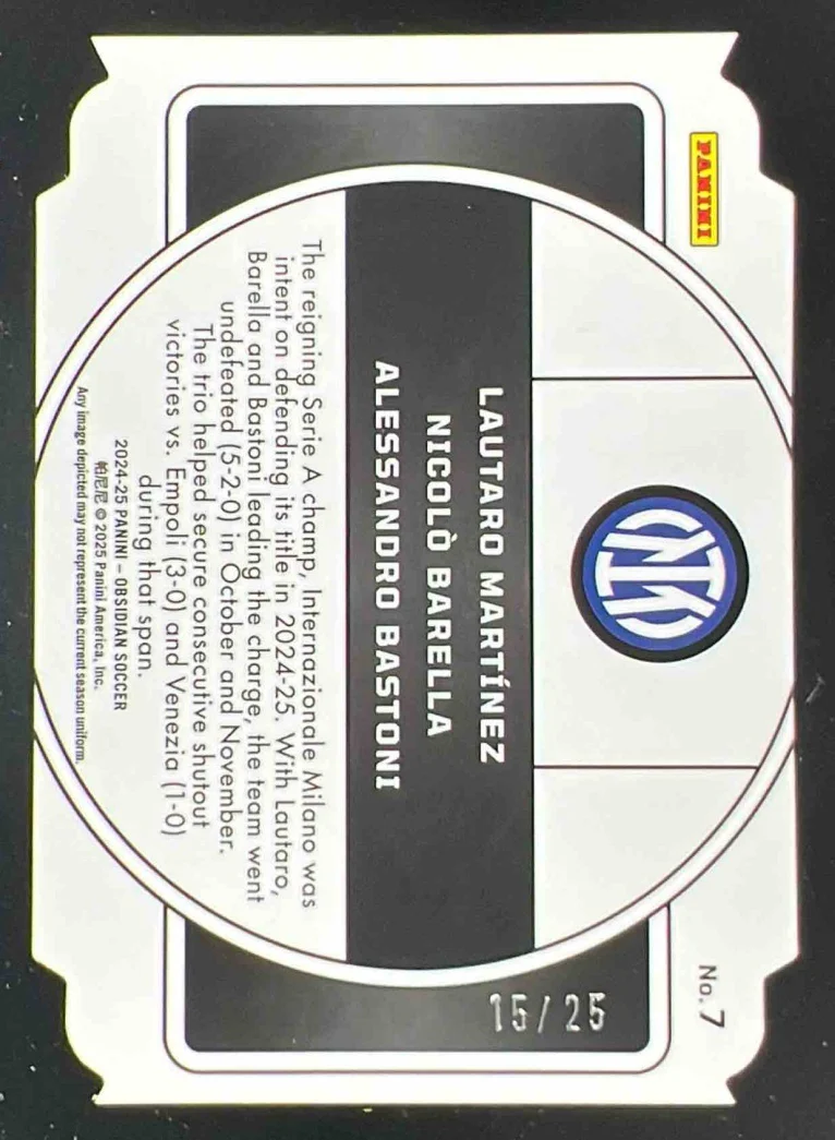 2024 Obsidian Nucleus Etch Blue Lautaro Martinez Bastoni Nicolo Barella /25 - Image 2