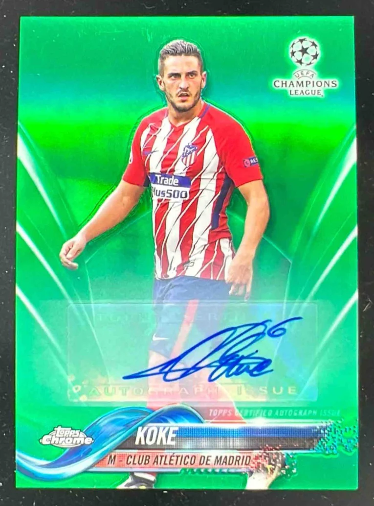 2017 Topps Chrome UEFA Champions Autographs Green Refractor #72 Koke Auto /99