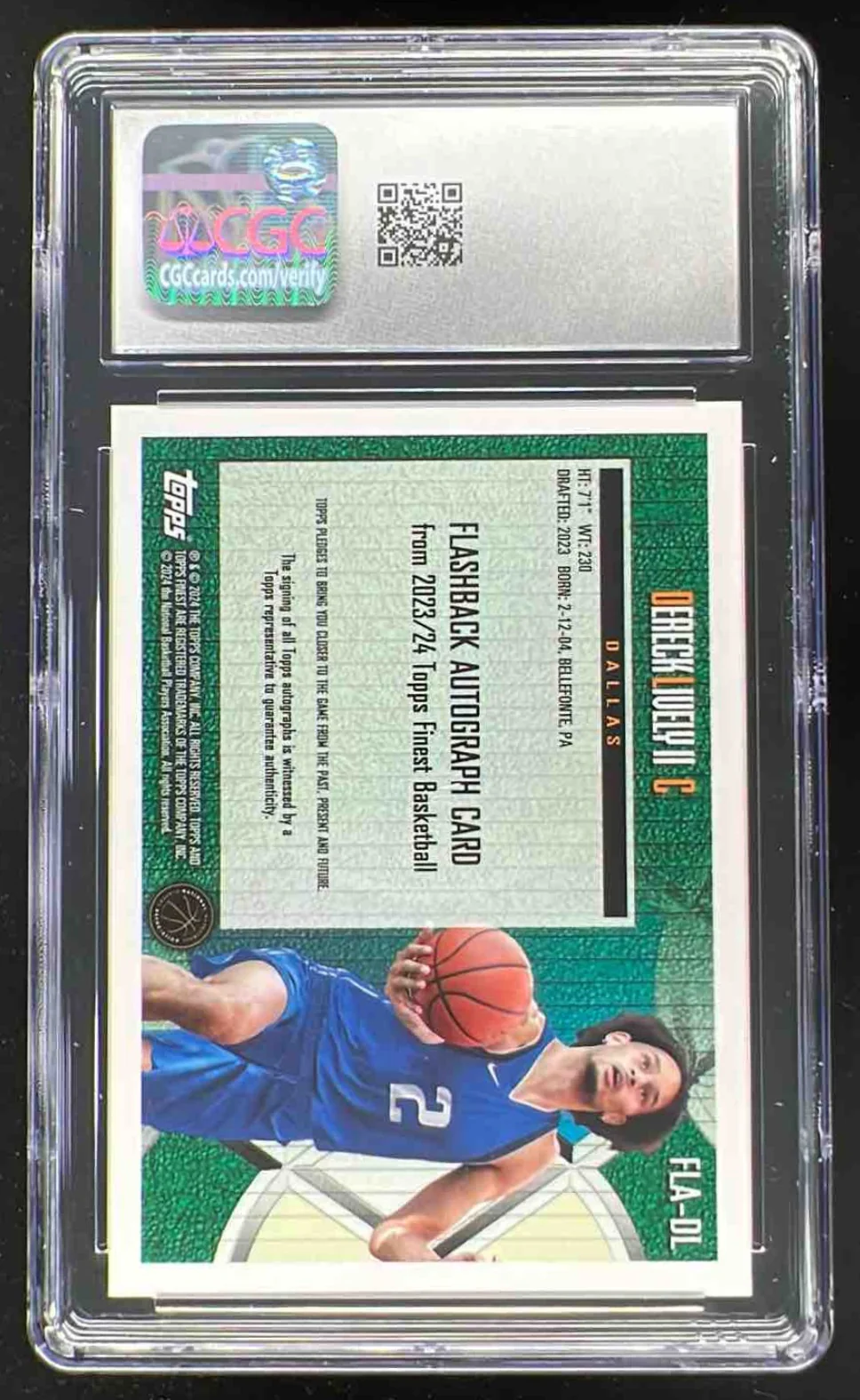 2023-24 Topps Finest Flashback Red Refractors Dereck Lively II RC Auto /5 CGC 10 - Image 2