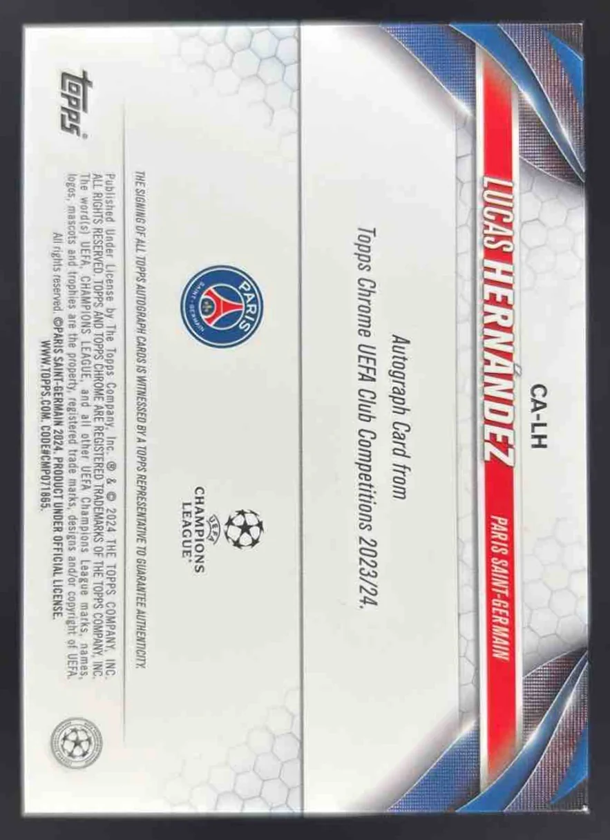2023 Topps Chrome UEFA Violet Speckle #CA-LH Lucas Hernandez Autograph Auto /299 - Image 2