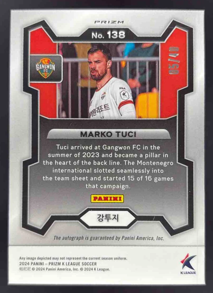 2024 Panini Prizm K-League Set Autographs Silver Marko Tuci Autograph Auto /40 - Image 2