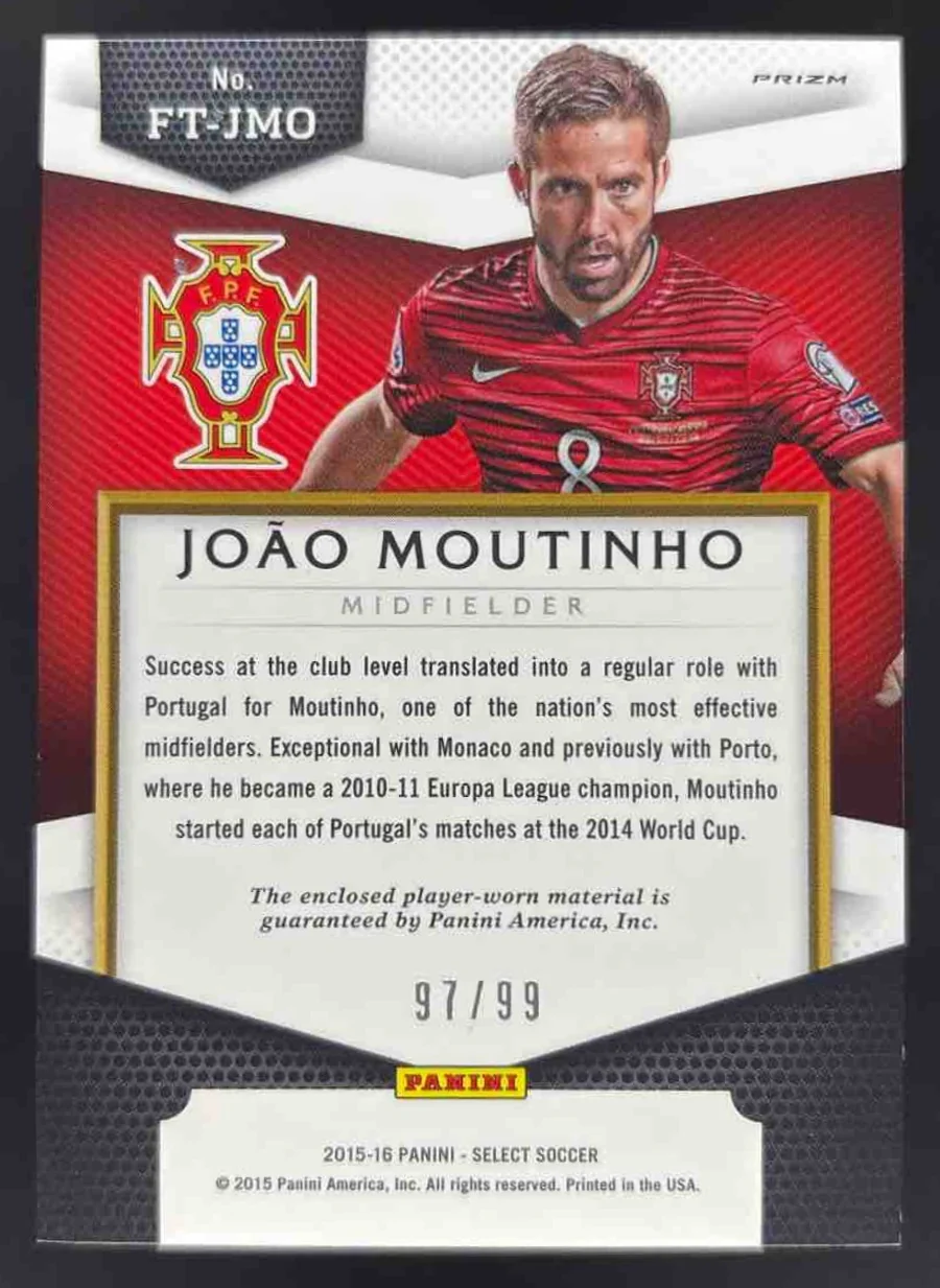 2015 Panini Select First Team Swatches Blue Prizm #FT-JMO Joao Moutinho /99 - Image 2