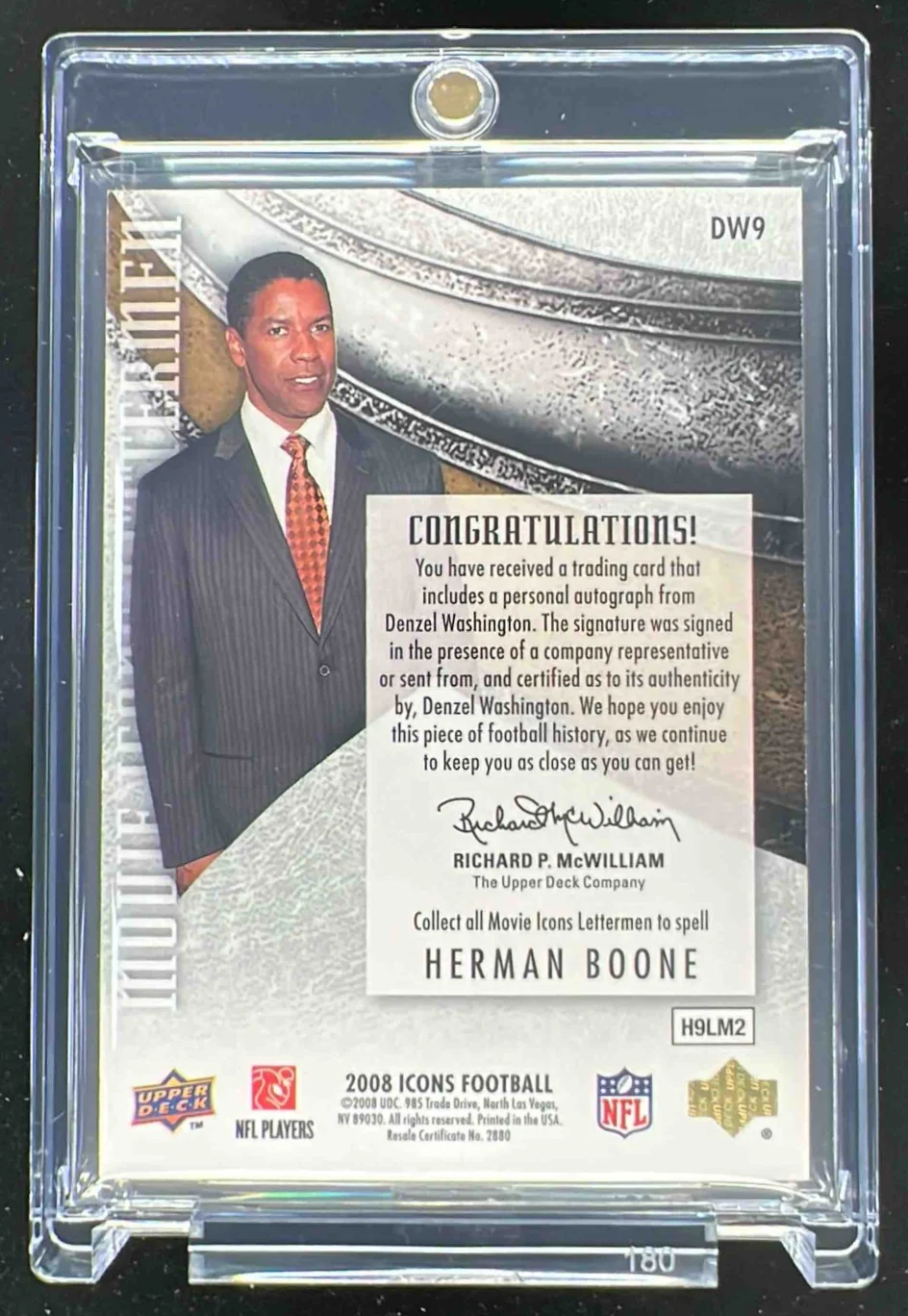 2008 Upper Deck Icons Movie Icons Lettermen Autograph Denzel Washington Auto /6 - Image 2