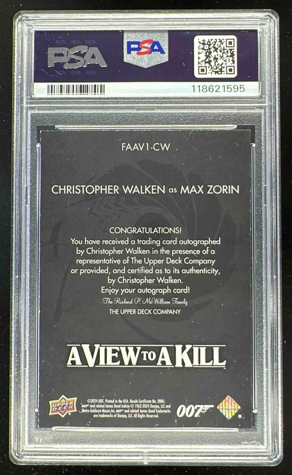 2023 Black Diamond 007 James Bond Autograph Christopher Walken Auto PSA 8 - Image 2