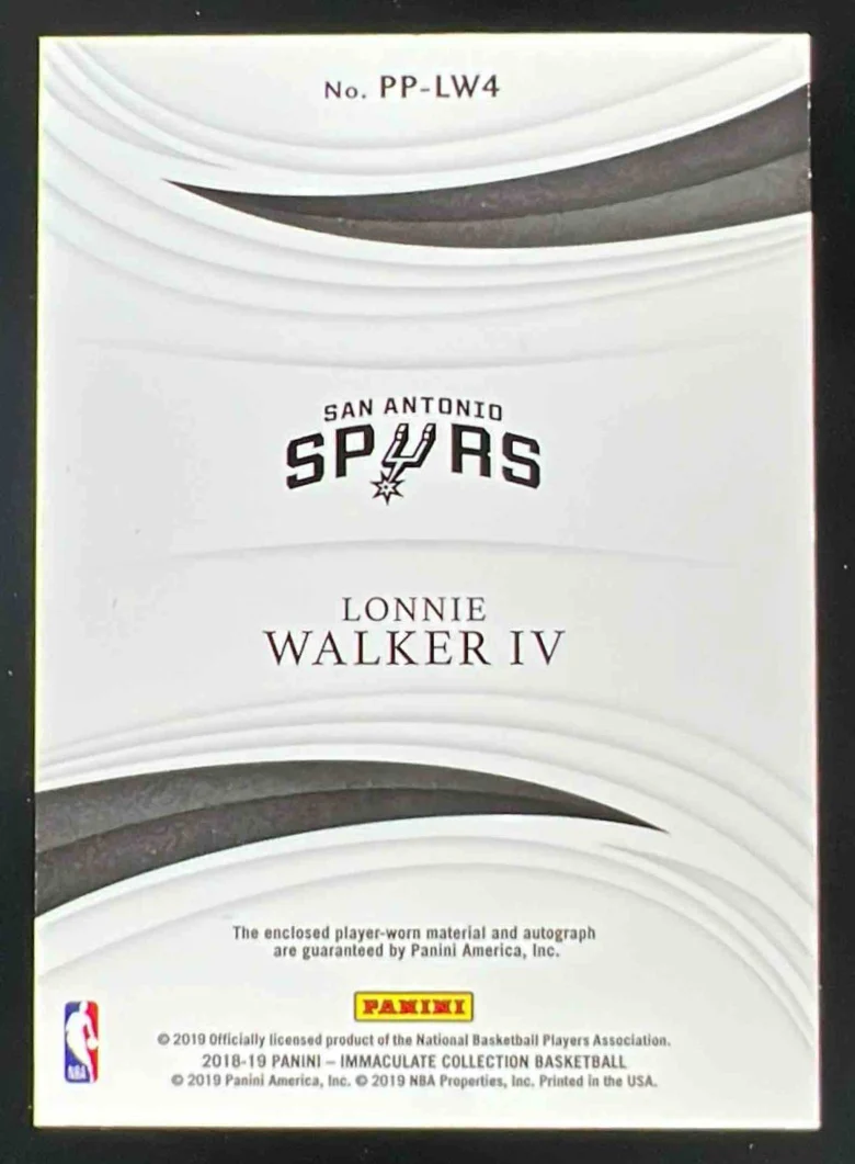 2018 Immaculate Collection Premium Patch Red #PPLW4 Lonnie Walker IV RC Auto /10 - Image 2