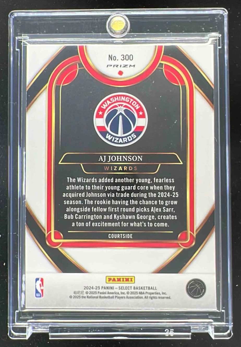 2024-25 Panini Select Courtside Zebra Prizm #300 AJ Johnson RC - Image 2