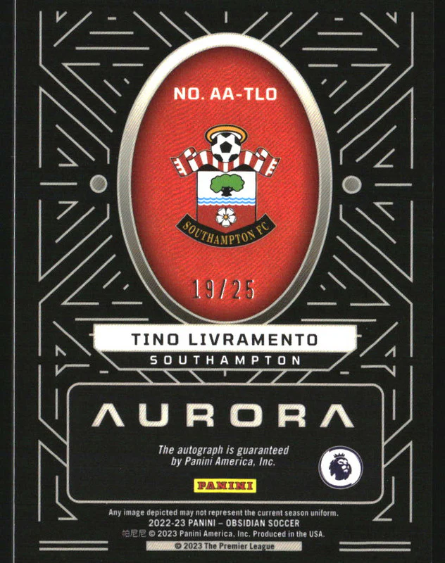 2022-23 Obsidian Aurora Autographs Electric Etch Red Tino Livramento Auto /25 - Image 2