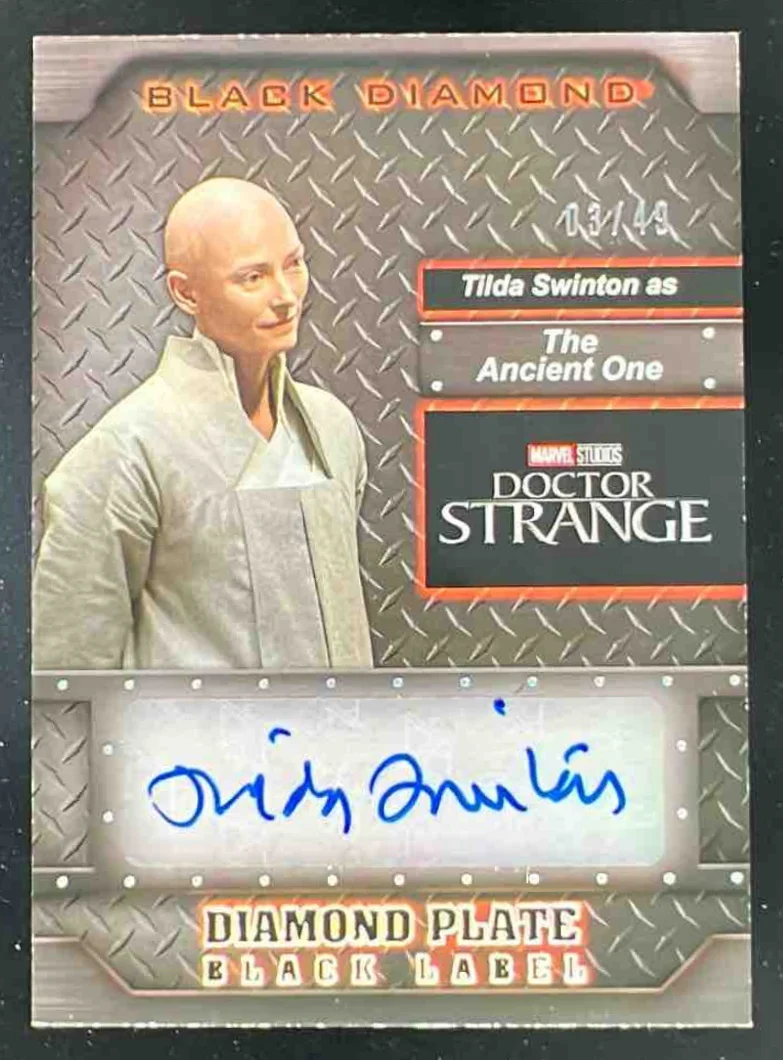 2021 UD Marvel Black Diamond Diamond Plate Autograph #TS Tilda Swinton Auto /49