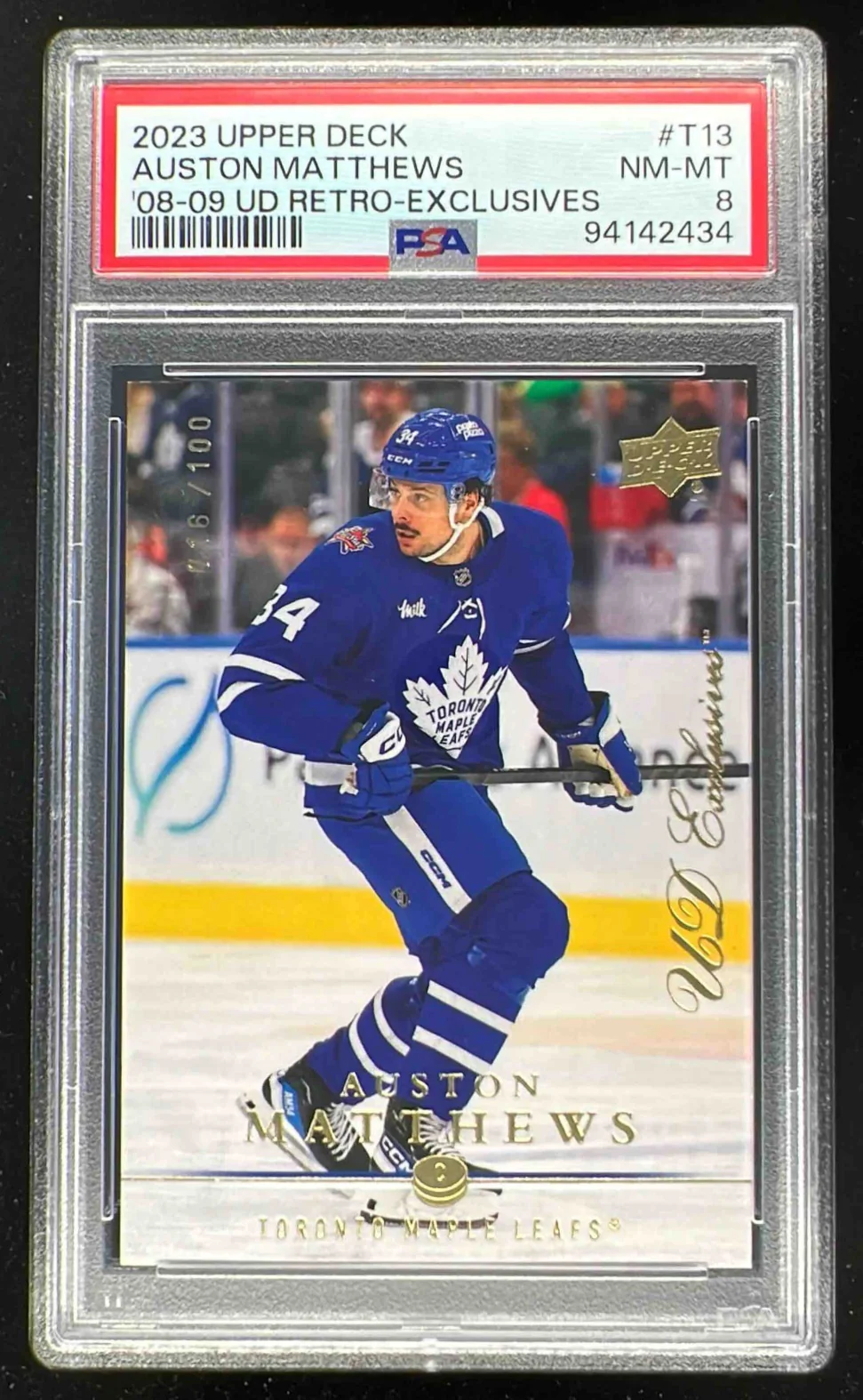2023 Upper Deck Extended Series '08 Retro Exclusives Auston Matthews /100 PSA 8
