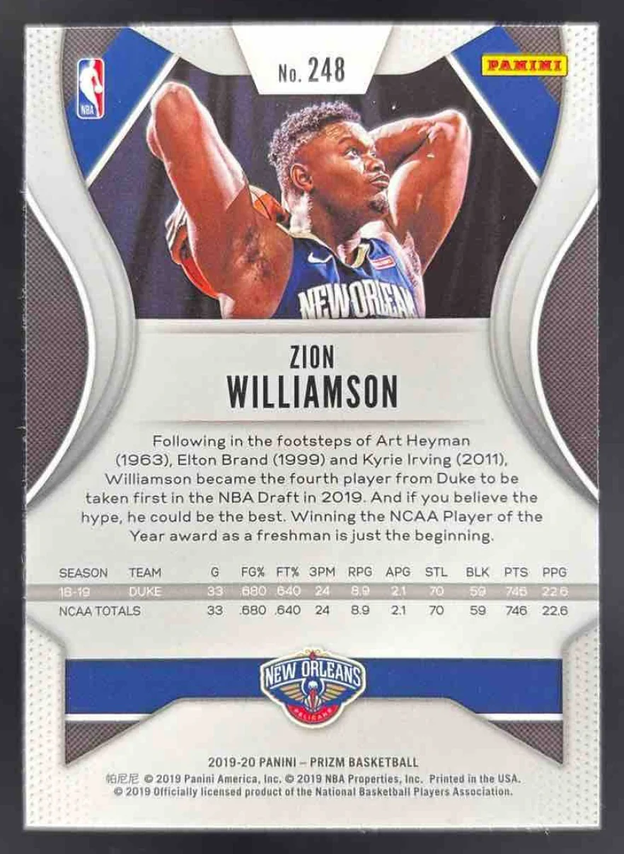 2019-20 Panini Prizm #248 Zion Williamson RC - Image 2
