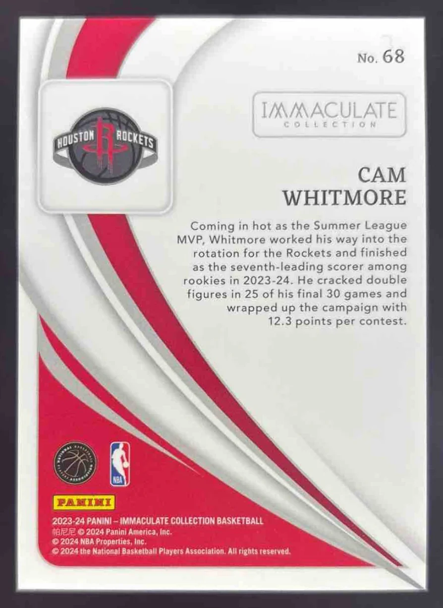 2023-24 Panini Immaculate #68 Cam Whitmore RC /99 - Image 2