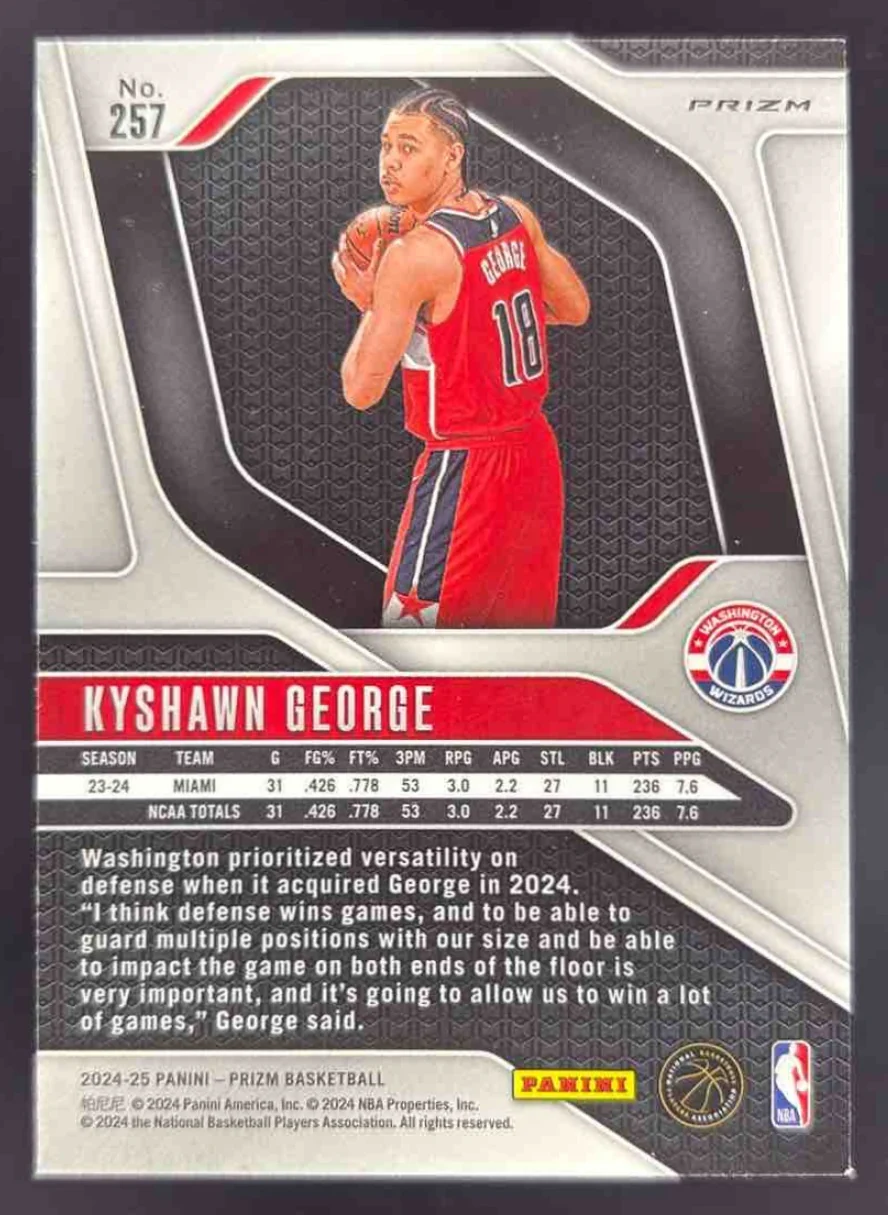 2024-25 Panini Prizm Pulsar Prizm #257 Kyshawn George RC - Image 2