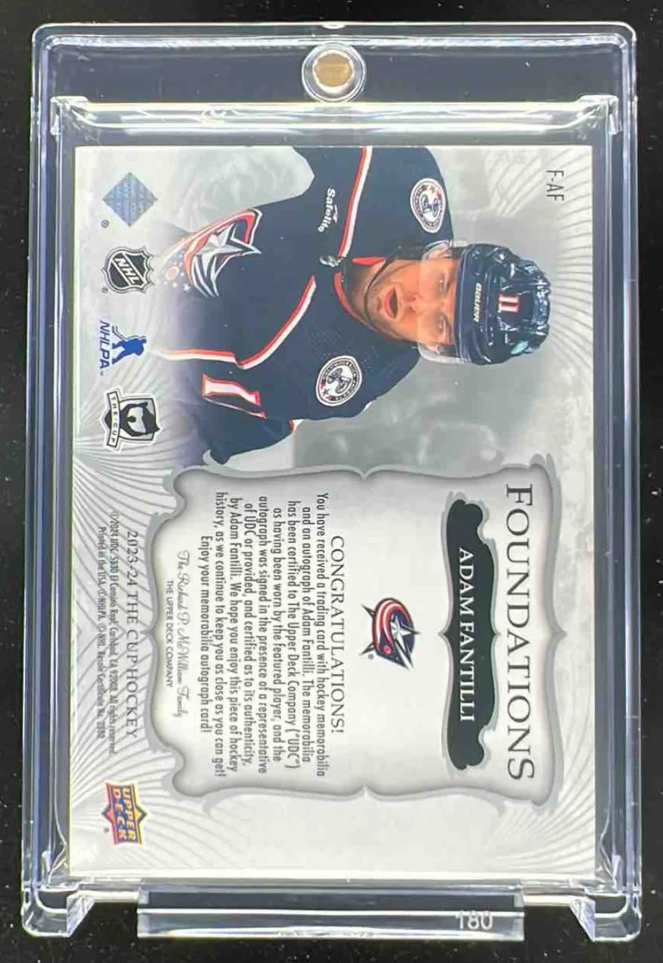 2023 The Cup Foundations Quad Jersey Auto #F-AF Adam Fantilli Autograph Auto /15 - Image 2
