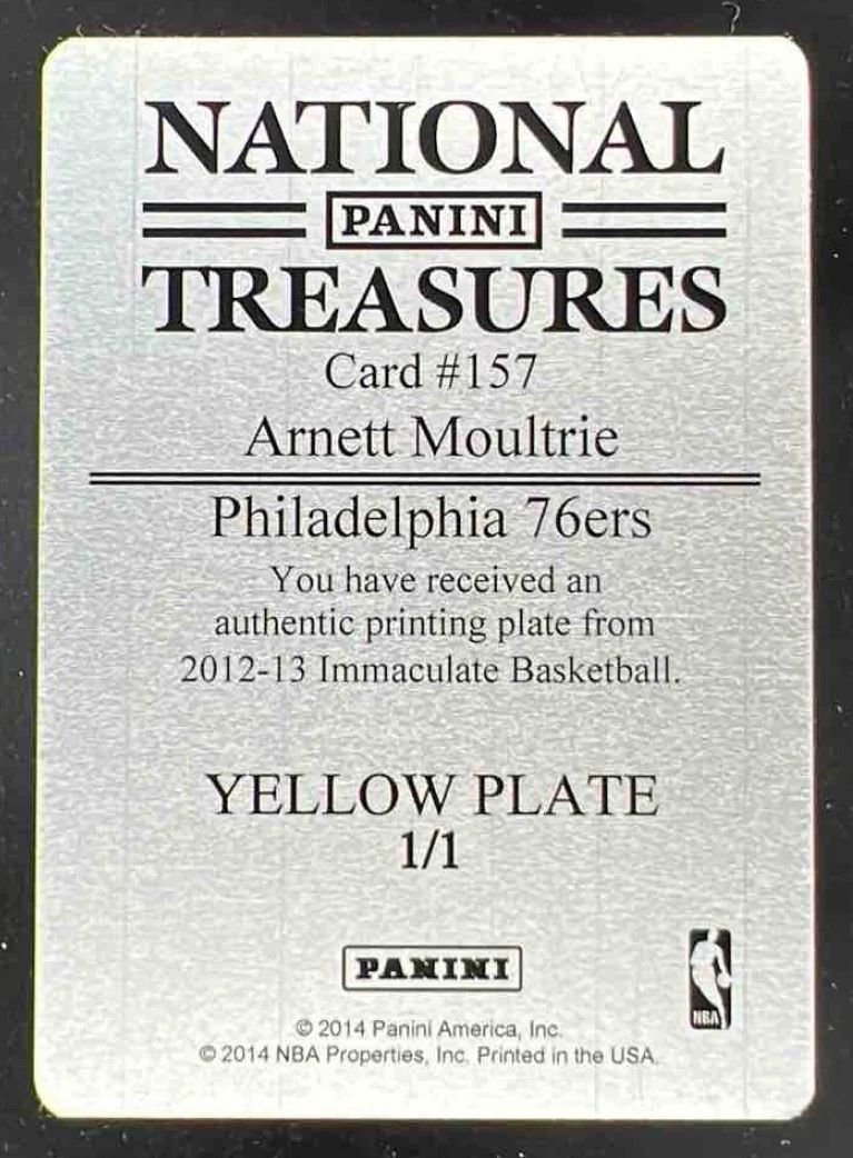2012-13 Immaculate Printing Plates Yellow #157 Arnett Moultrie 1/1 - Image 2