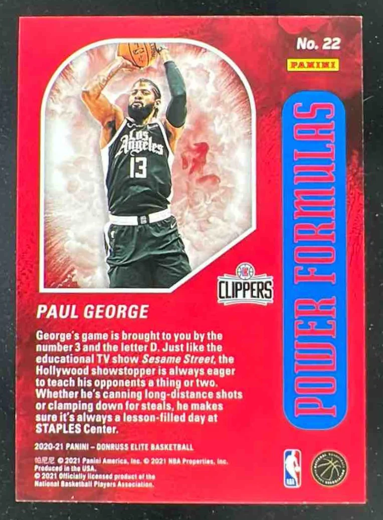 2020-21 Panini Panini Donruss Elite Power Formulas Gold #22 Paul George /10 - Image 2