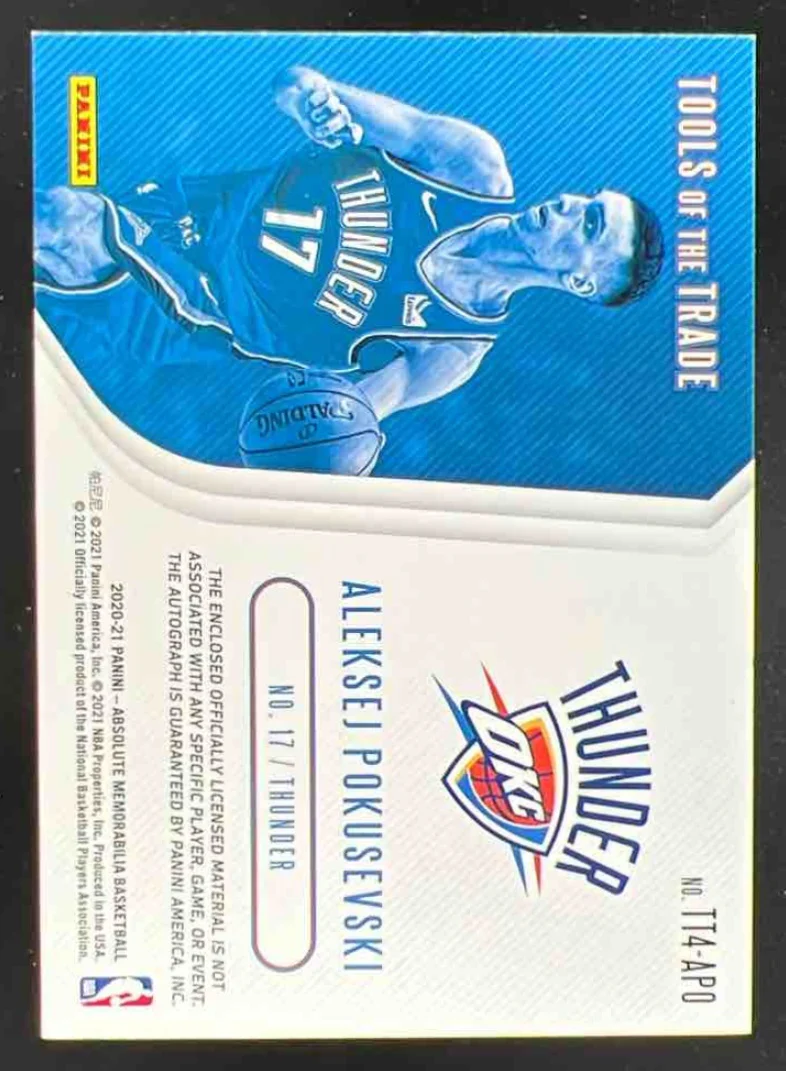 2020 Absolute Memorabilia TOTT Four Swatch Level Aleksej Pokusevski RC Auto /10 - Image 2