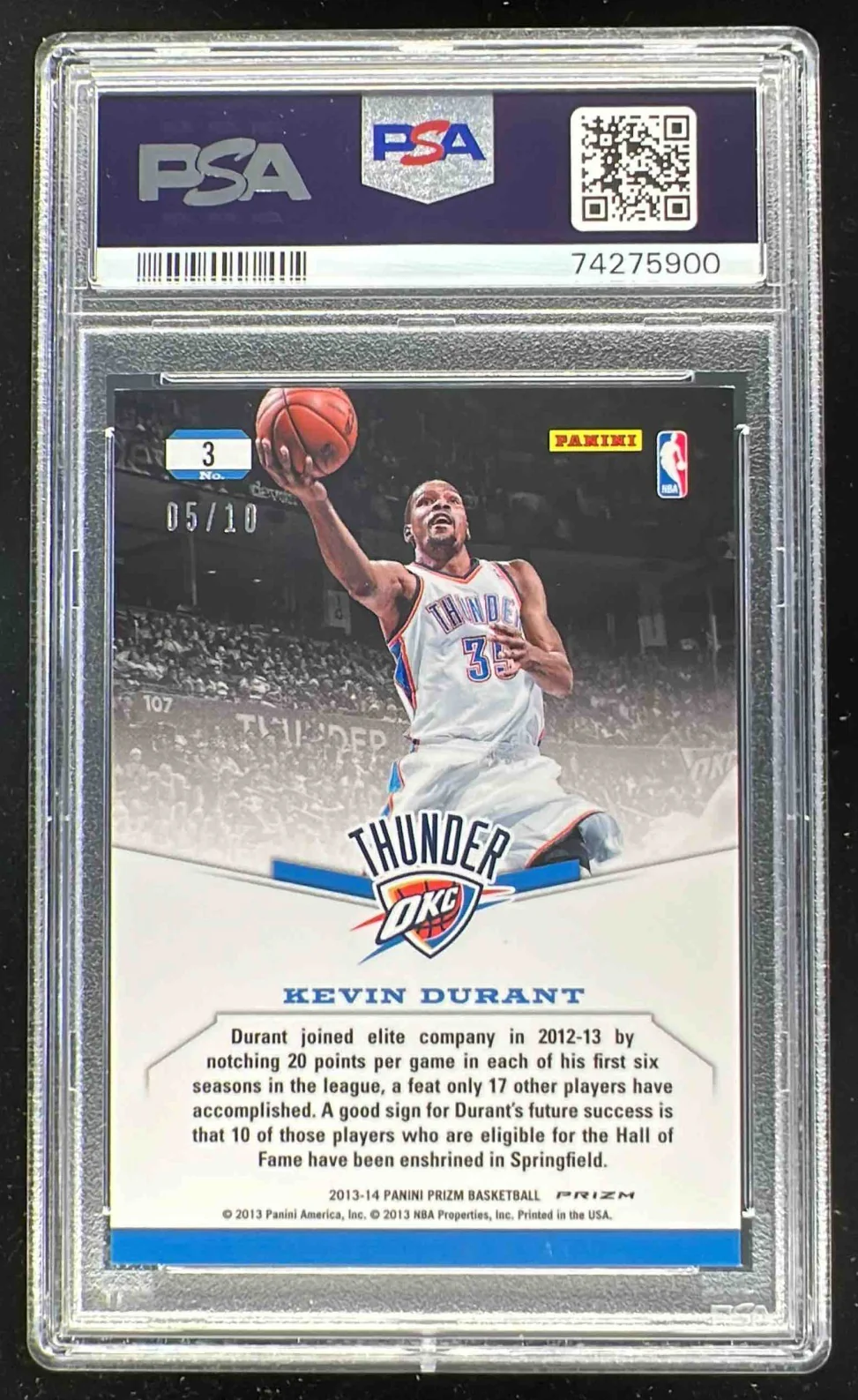 2013-14 Panini Prizm Dominance Prizms Gold #3 Kevin Durant /10 PSA 9 - Image 2
