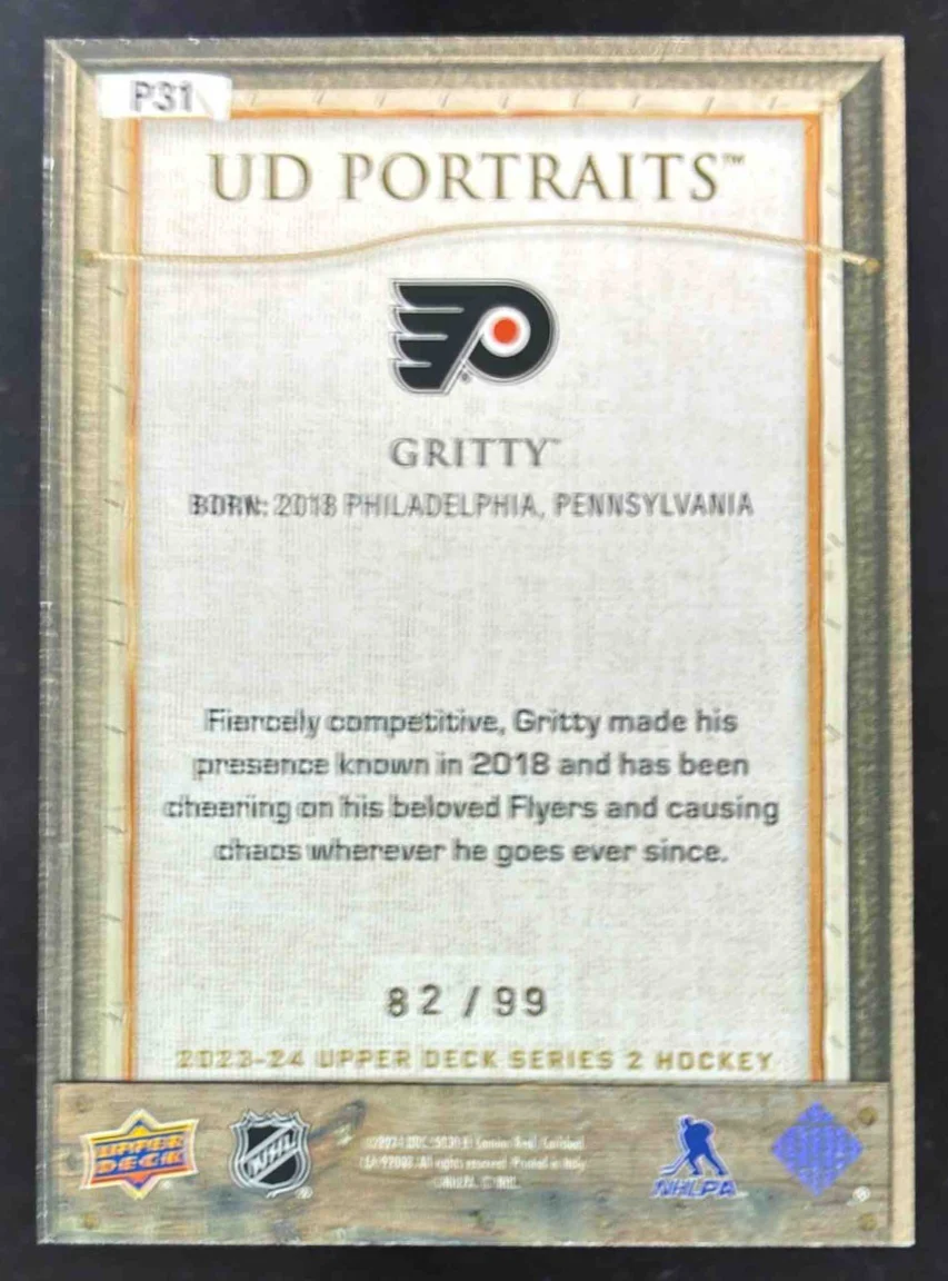 2023-24 Upper Deck UD Portraits Silver Frame #P31 Gritty /99 - Image 2