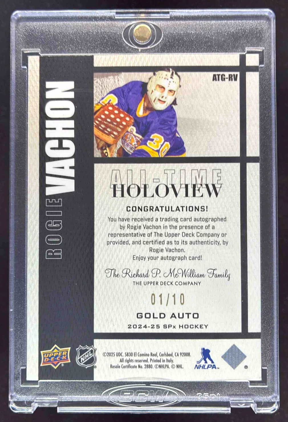 2024-25 SPx All Time Holoview Auto #ATG-RV Rogie Vachon Autograph Auto /10 - Image 2