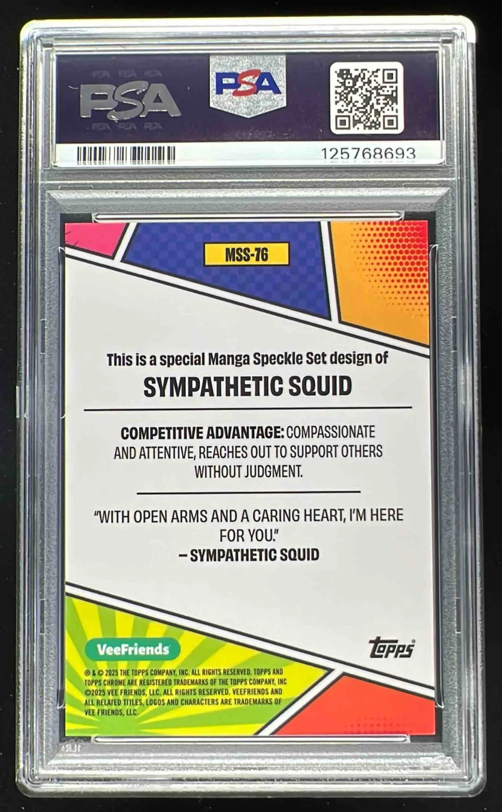 2025 Topps Chrome VeeFriends Manga Speckle Orange Sympathetic Squid /25 PSA 9 - Image 2