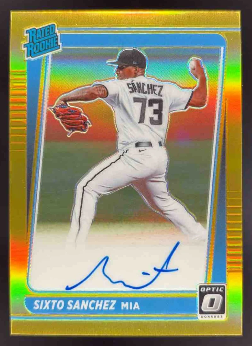 2021 Donruss Optic Rated Rookie Signatures Gold #RRSSS Sixto Sanchez RC Auto /10