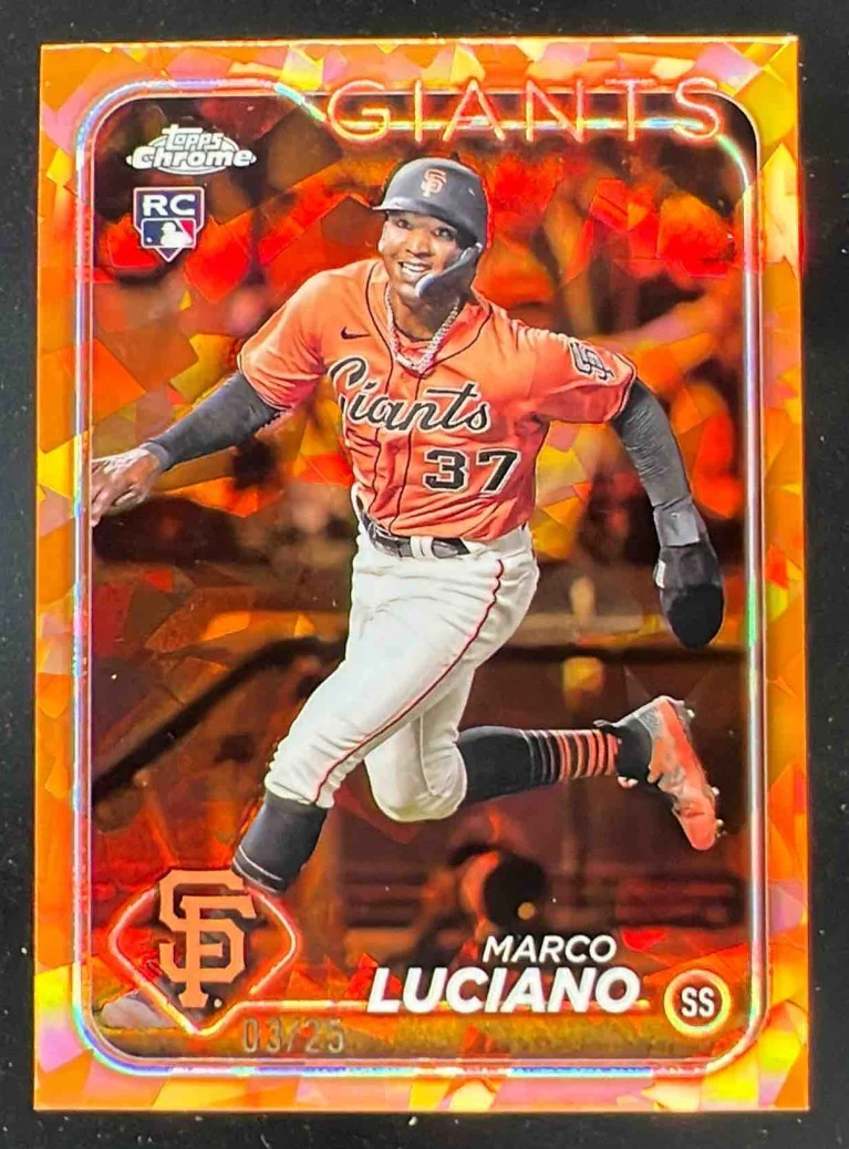 2024 Topps Chrome Sapphire Chrome Orange Refractor #232 Marco Luciano RC /25