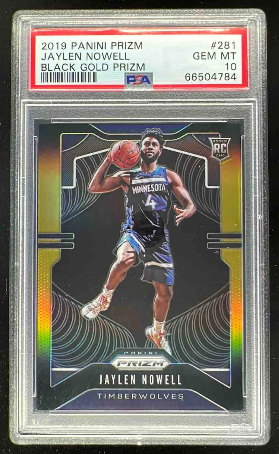 2019-20 Panini Prizm Prizms Black Gold #281 Jaylen Nowell RC /5 PSA 10