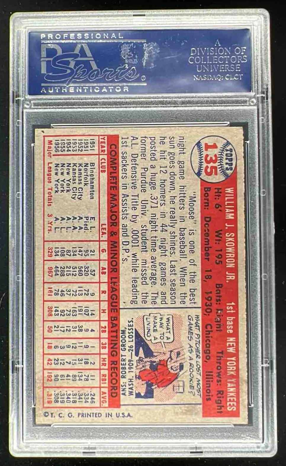 1957 Topps #135 Bill Skowron PSA 7 - Image 2