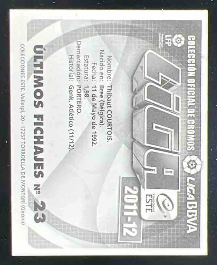 2011-12 FIFA ESTE Sticker #23 Thibaut Courtois - Image 2