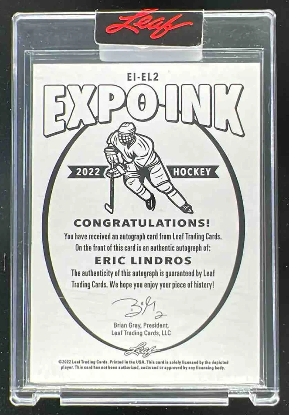2022 Leaf Expo Ink Autograph #EI-EL2 Eric Lindros Auto 1/1 - Image 2