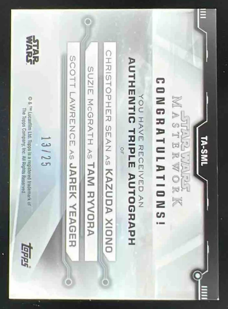 Star Wars Masterwork Triple Auto Kazuda Xiono Tam Ryvora Jarek Yeager /25 - Image 2