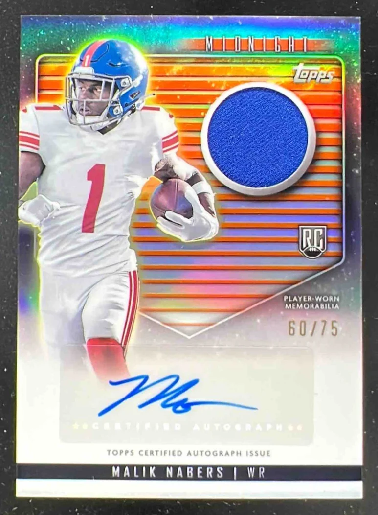 2024 Topps Midnight Rookie Jersey Autographs Dusk #MN Malik Nabers RC Auto /75