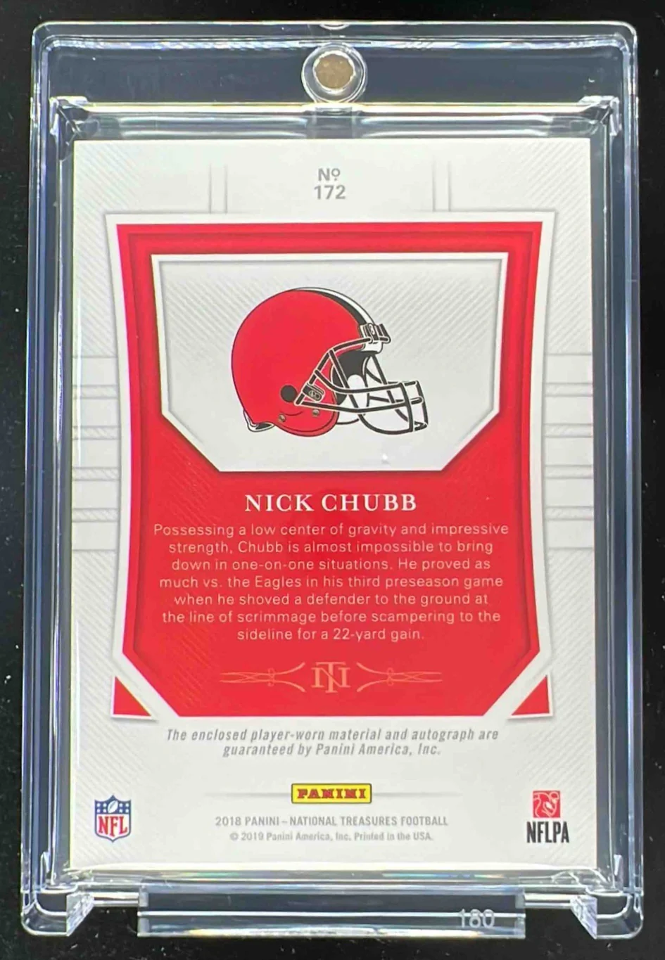 2018 Panini National Treasures #172 Nick Chubb Autograph RC Auto /99 - Image 2