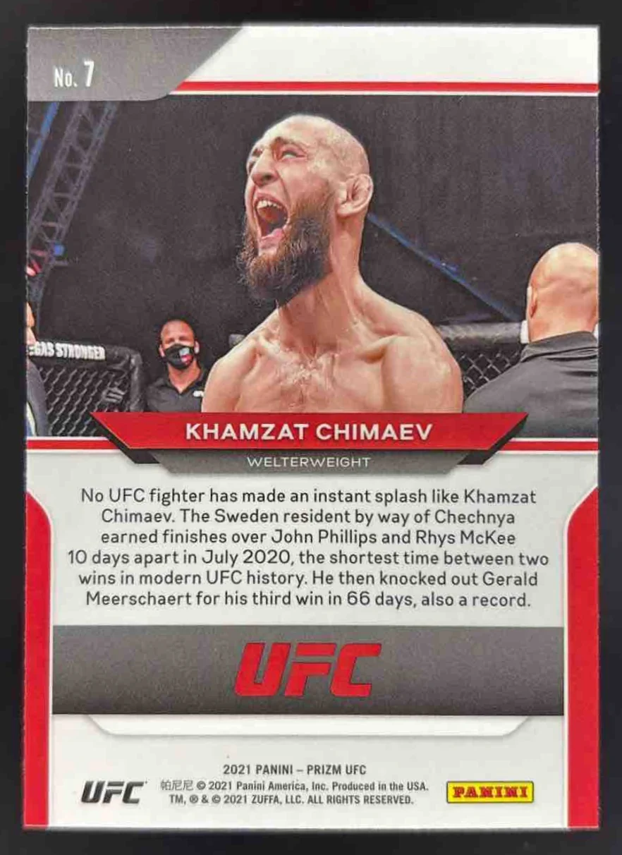 2021 Panini Prizm UFC #7 Khamzat Chimaev RC - Image 2