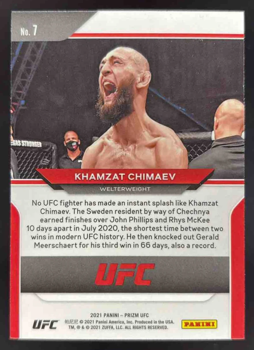 2021 Panini Prizm UFC #7 Khamzat Chimaev RC - Image 2